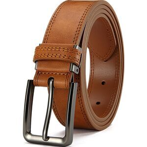 Men's Leather Belt - 1 3/8" Genuine Cowhide Dress Belt For Work, With🙉
